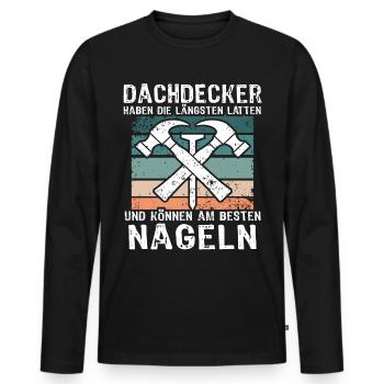 Dachdecker Dachspengler Dachklempner - Männer Premium Bio Langarmshirt - Schwarz - Vorne - Nico (187cm)