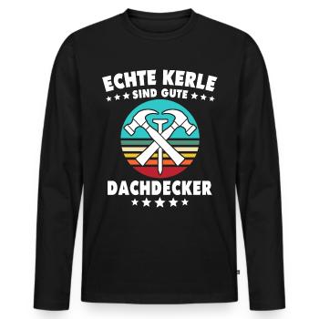 Dachdecker Dachspengler Dachklempner - Männer Premium Bio Langarmshirt - Schwarz - Vorne - Nico (187cm)