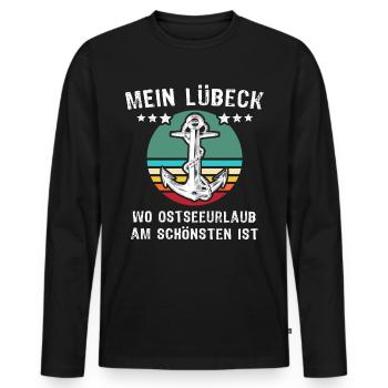 Lübeck Ostsee Lübecker Sprüche - Männer Premium Bio Langarmshirt - Schwarz - Vorne - Nico (187cm)