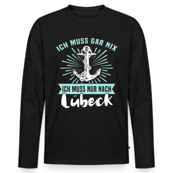 Lübeck Ostsee Lübecker Sprüche - Männer Premium Bio Langarmshirt - Schwarz - Vorne - Nico (187cm)