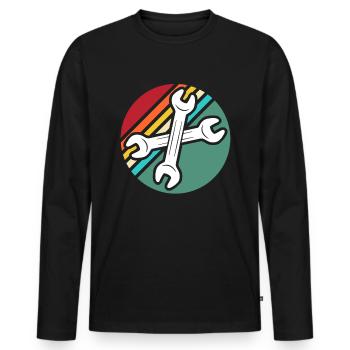 Machinist Machine Operator Machinists - Men's Premium Organic Long Sleeve Shirt - black - Front - Nico (187cm)