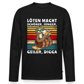 Bier Biersprüche Faultier Digga Saufshirt - Männer Premium Bio Langarmshirt - Schwarz - Vorne - Nico (187cm)