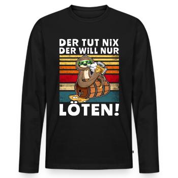 Bier Biersprüche Faultier Saufshirt - Männer Premium Bio Langarmshirt - Schwarz - Vorne - Nico (187cm)