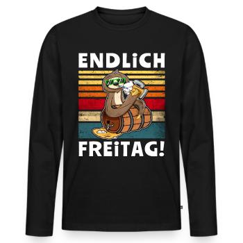 Bier Biersprüche Faultier Saufshirt - Männer Premium Bio Langarmshirt - Schwarz - Vorne - Nico (187cm)