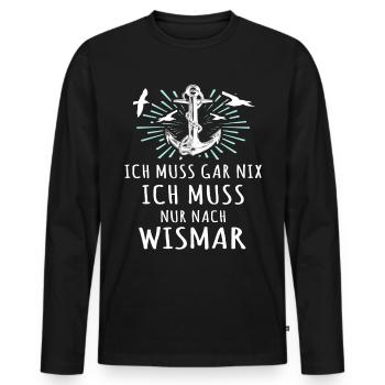 Wismar Ostsee Urlaub - Männer Premium Bio Langarmshirt - Schwarz - Vorne - Nico (187cm)