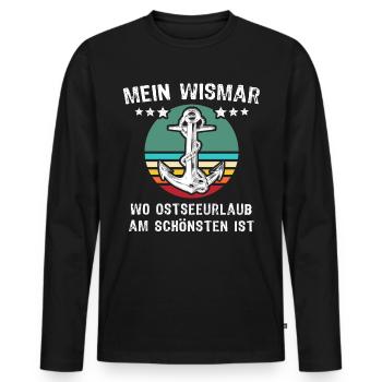 Wismar Ostsee Urlaub - Männer Premium Bio Langarmshirt - Schwarz - Vorne - Nico (187cm)