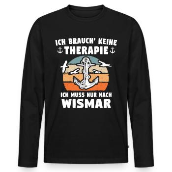 Wismar Ostsee Urlaub - Männer Premium Bio Langarmshirt - Schwarz - Vorne - Nico (187cm)