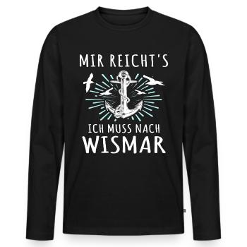 Wismar Ostsee Urlaub - Männer Premium Bio Langarmshirt - Schwarz - Vorne - Nico (187cm)