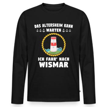 Wismar Ostsee Urlaub - Männer Premium Bio Langarmshirt - Schwarz - Vorne - Nico (187cm)