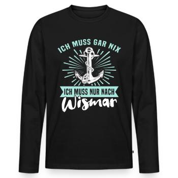 Wismar Ostsee Urlaub - Männer Premium Bio Langarmshirt - Schwarz - Vorne - Nico (187cm)