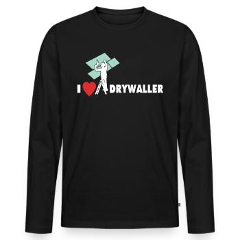 I Love Drywall Love Drywall Builder - Men's Premium Organic Long Sleeve Shirt - black - Front - Nico (187cm)