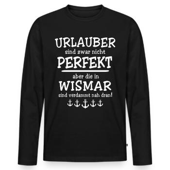 Wismar Ostsee Wismarer Urlaub - Männer Premium Bio Langarmshirt - Schwarz - Vorne - Nico (187cm)