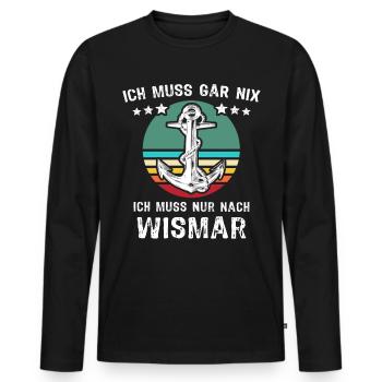 Wismar Ostsee Wismarer Urlaub - Männer Premium Bio Langarmshirt - Schwarz - Vorne - Nico (187cm)