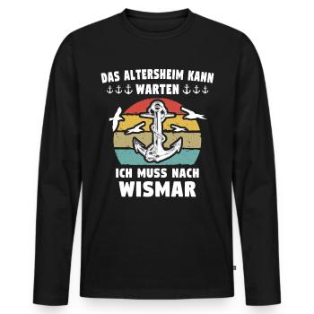 Wismar Ostsee Wismarer Urlaub - Männer Premium Bio Langarmshirt - Schwarz - Vorne - Nico (187cm)