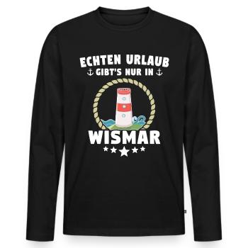 Wismar Ostsee Wismarer Urlaub - Männer Premium Bio Langarmshirt - Schwarz - Vorne - Nico (187cm)
