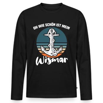 Wismar Ostsee Wismarer Urlaub - Männer Premium Bio Langarmshirt - Schwarz - Vorne - Nico (187cm)