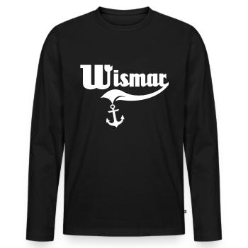 Wismar Ostsee Wismarer Urlaub - Männer Premium Bio Langarmshirt - Schwarz - Vorne - Nico (187cm)
