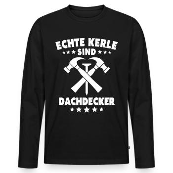 Dachdecker Dachspengler Dachklempner - Männer Premium Bio Langarmshirt - Schwarz - Vorne - Nico (187cm)