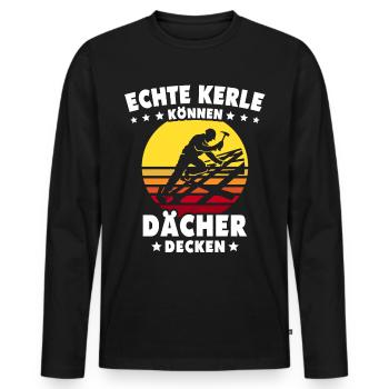 Dachdecker Dachspengler Dachklempner - Männer Premium Bio Langarmshirt - Schwarz - Vorne - Nico (187cm)