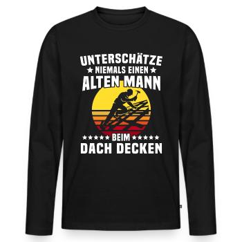 Dachdecker Dachspengler Dachklempner - Männer Premium Bio Langarmshirt - Schwarz - Vorne - Nico (187cm)
