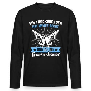 Trockenbauer Sprüche Trockenbau - Männer Premium Bio Langarmshirt - Schwarz - Vorne - Nico (187cm)