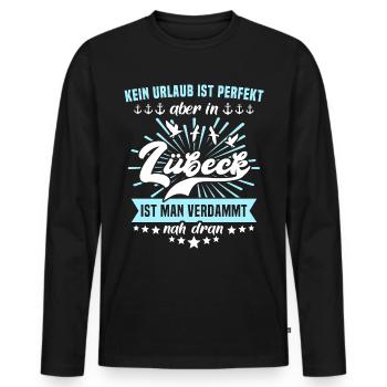 Lübeck Ostsee Sprüche Lübecker - Männer Premium Bio Langarmshirt - Schwarz - Vorne - Nico (187cm)