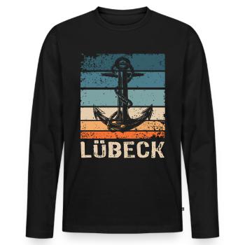 Lübeck Ostsee Sprüche Lübecker - Männer Premium Bio Langarmshirt - Schwarz - Vorne - Nico (187cm)