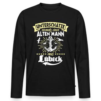 Lübeck Ostsee Sprüche Lübecker - Männer Premium Bio Langarmshirt - Schwarz - Vorne - Nico (187cm)