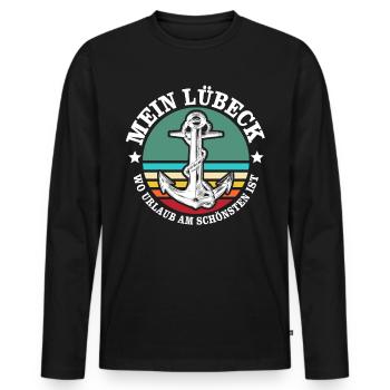 Lübeck Ostsee Sprüche Lübecker - Männer Premium Bio Langarmshirt - Schwarz - Vorne - Nico (187cm)