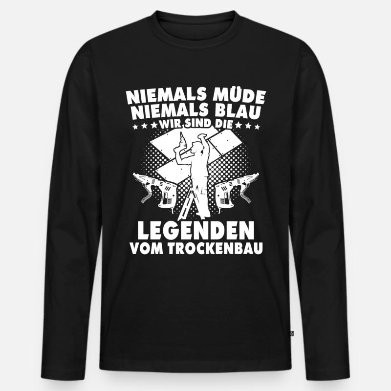 Trockenbauer - Männer Premium Bio Langarmshirt - Schwarz