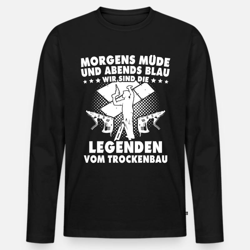 Trockenbauer - Männer Premium Bio Langarmshirt - Schwarz