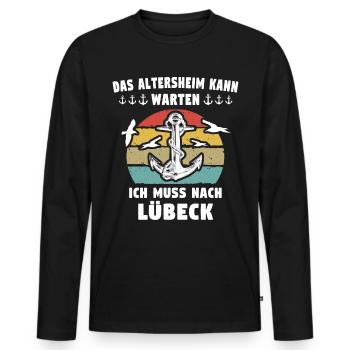 Lübeck Ostsee Lübecker Sprüche - Männer Premium Bio Langarmshirt - Schwarz - Vorne - Nico (187cm)