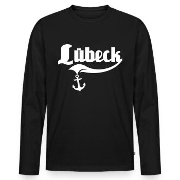 Lübeck Ostsee Lübecker Sprüche - Männer Premium Bio Langarmshirt - Schwarz - Vorne - Nico (187cm)