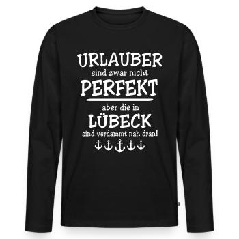 Lübeck Ostsee Lübecker Sprüche - Männer Premium Bio Langarmshirt - Schwarz - Vorne - Nico (187cm)