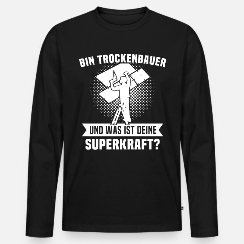Trockenbauer - Männer Premium Bio Langarmshirt - Schwarz