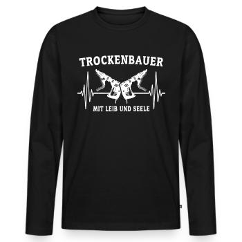 Trockenbauer Trockenbaumonteur Trockenbau - Männer Premium Bio Langarmshirt - Schwarz - Vorne - Nico (187cm)