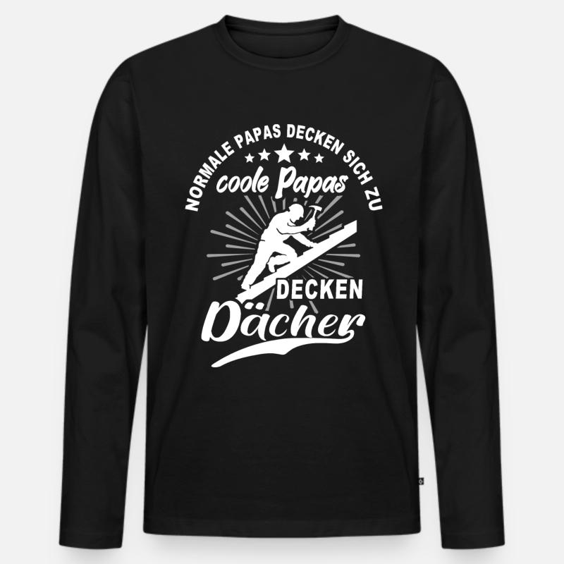 Dachdecker Papa Dachdecken Papas - Männer Premium Bio Langarmshirt - Schwarz