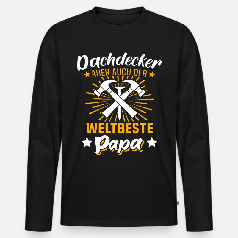 Dachdecker Papa Dachdecken Papas - Männer Premium Bio Langarmshirt - Schwarz