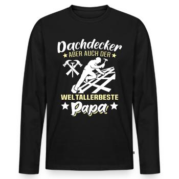 Dachdecker Papa Dachdecken Papas - Männer Premium Bio Langarmshirt - Schwarz - Vorne - Nico (187cm)
