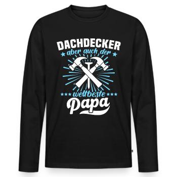 Dachdecker Papa Dachdecken Papas - Männer Premium Bio Langarmshirt - Schwarz - Vorne - Nico (187cm)