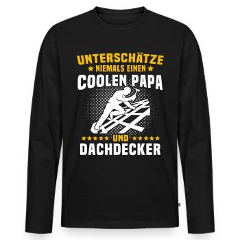 Dachdecker Papa Dachdecken Papas - Männer Premium Bio Langarmshirt - Schwarz - Vorne - Nico (187cm)