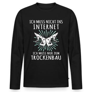 Trockenbauer Sprüche Trockenbau - Männer Premium Bio Langarmshirt - Schwarz - Vorne - Nico (187cm)