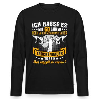 Trockenbauer 60. Geburtstag 60 Jahre Trockenbau - Männer Premium Bio Langarmshirt - Schwarz - Vorne - Nico (187cm)