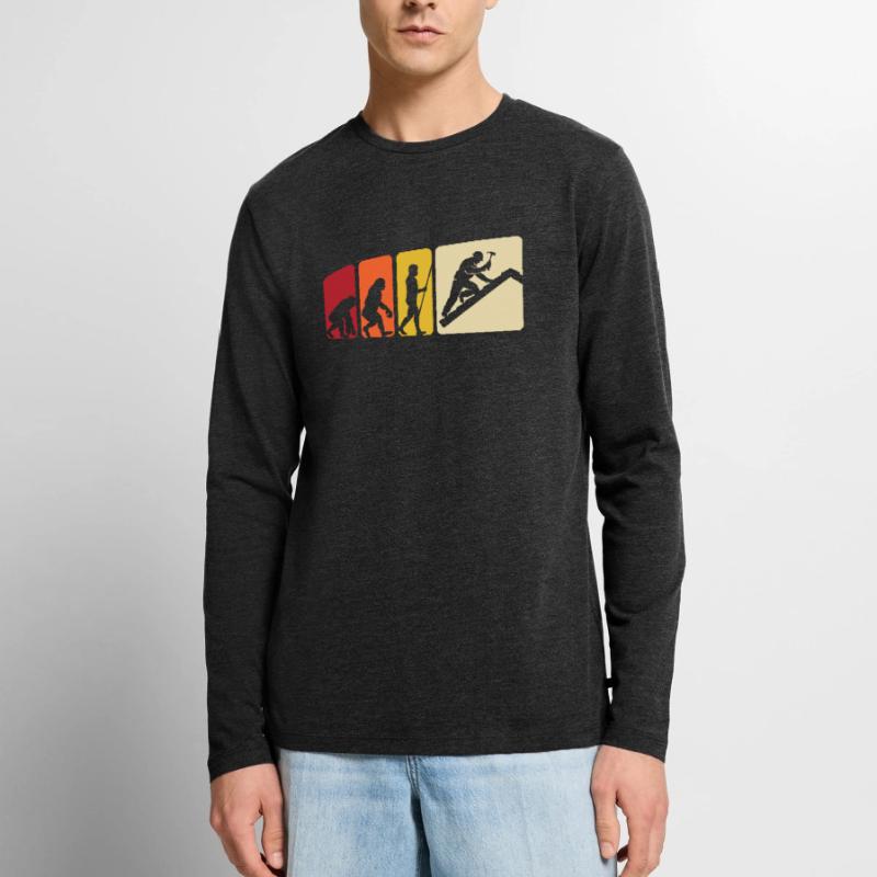 Dachdecker Evolution Dachdecken Männer Premium Bio Langarmshirt