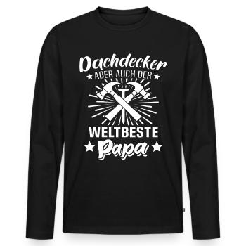 Dachdecker Papa - Männer Premium Bio Langarmshirt - Schwarz - Vorne - Nico (187cm)