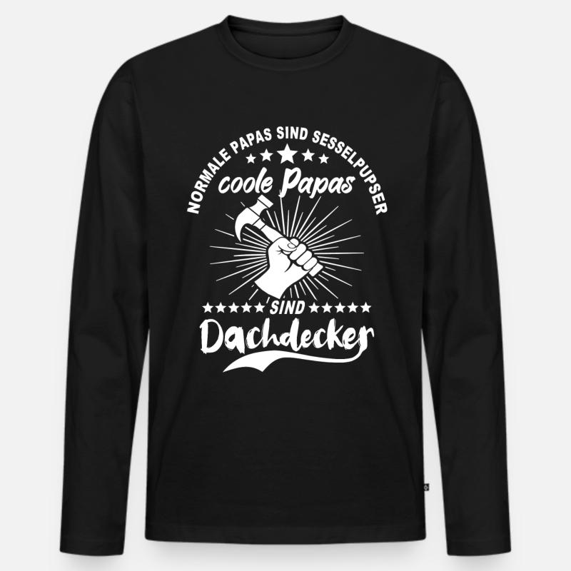 Dachdecker Papa - Männer Premium Bio Langarmshirt - Schwarz