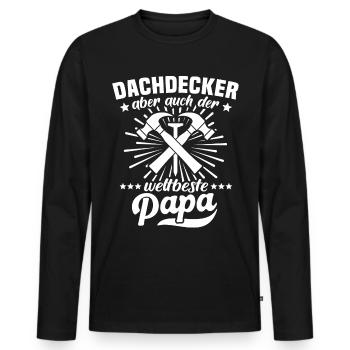 Dachdecker Papa - Männer Premium Bio Langarmshirt - Schwarz - Vorne - Nico (187cm)