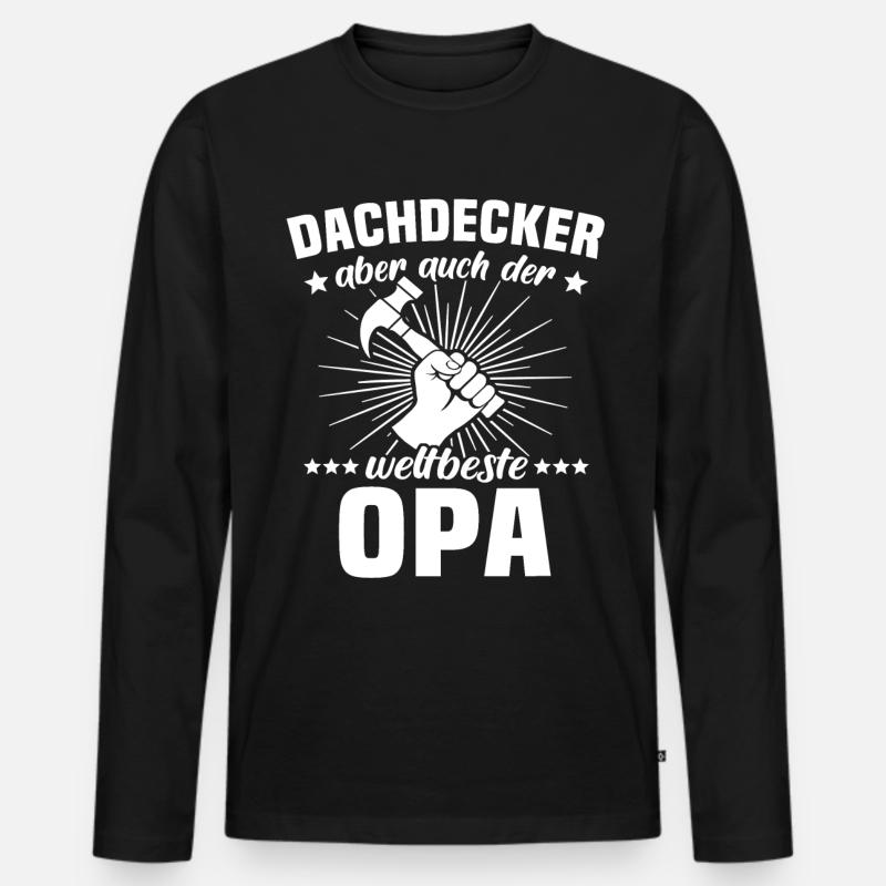 Dachdecker Opa - Männer Premium Bio Langarmshirt - Schwarz