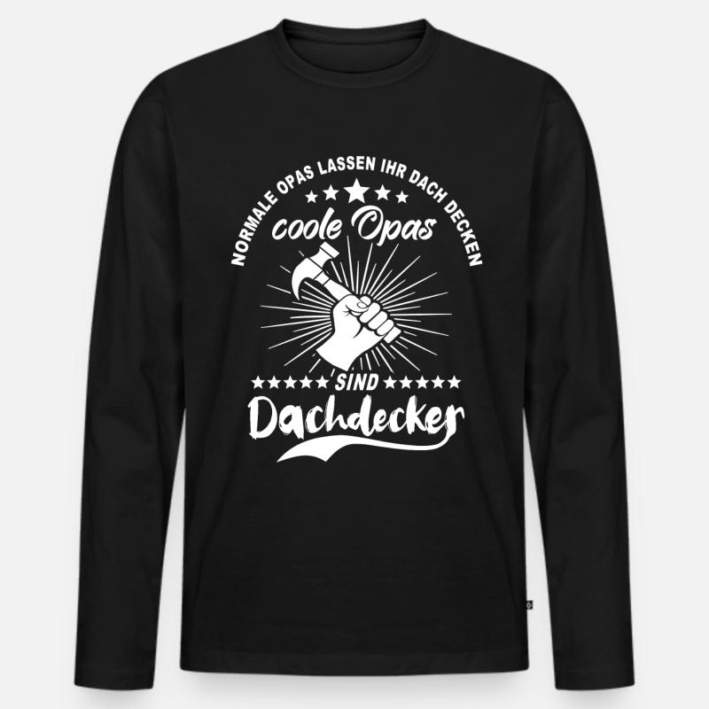 Dachdecker Opa - Männer Premium Bio Langarmshirt - Schwarz