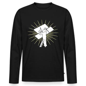 Tournevis magazine installateur de cloisons sèches - T-shirt manches longues Premium bio Homme - noir - Devant - Nico (187cm)